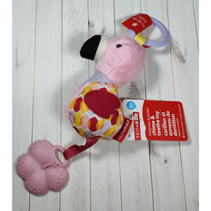 New Skip Hop Bandana Buddies Flamingo Chime & Teething Rattle, Teether & Crinkle